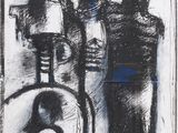 dessin en noir et blanc représentant une femme assise devant un miroir