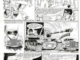 a black and white page from a comic strip with a cartoon character in the background