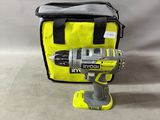a cordless drill with a yellow bag and a cordless tool