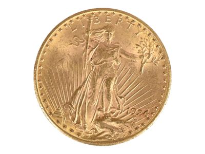 Pièce de 20 U.S dollars en or jaune, 1924. Petites usures. - Photo 1