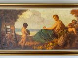 painting of a painting of a woman and a child in a landscape