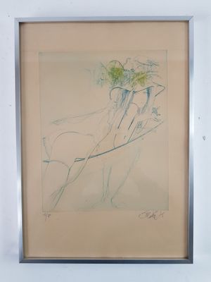 tableau représentant une femme tenant un bouquet de fleurs à la main