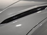 a close up of the hood of a white car