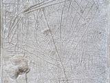 un parpaing sur lequel est dessiné une feuille, posé sur un trottoir