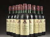 six bottles of wine are lined up in a row