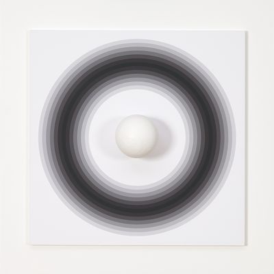 an image of a white ball in a black and white circle
