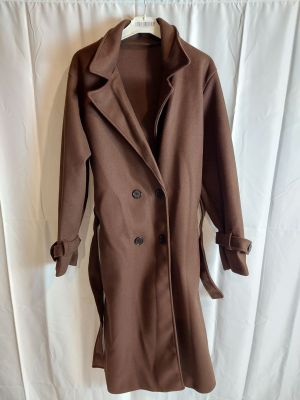 Manteau long femme - Marron chocolat - Boutonnage croisé - C…