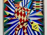 an image of a picture of a clock made out of colorful pieces of paper