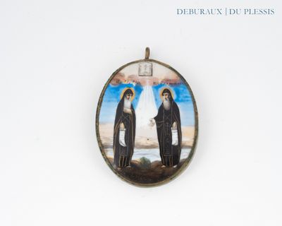 an image of a picture of two people standing in front of a sky