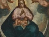 an image of a painting of a woman holding a baby in her lap