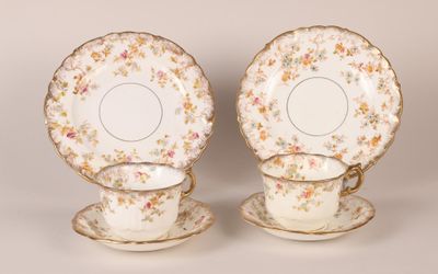 pair of antique english bone china plates and saucers