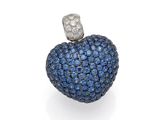 a sapphire and diamond heart pendant, by van cleef