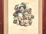 a painting of a group of people with a dog and a cat