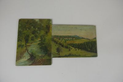E. DEBRAINE (XIX-XX° siècle) « Paysage de Ballaignes et le s…