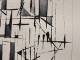 a black and white picture of a drawing of a building