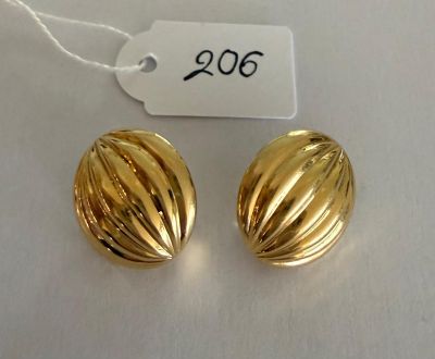 Paire de Boutons d'oreilles godronnés en or jaune Ø 19mm - F…