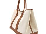 a white and brown tote bag on a white background