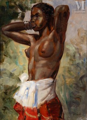 an oil painting of a man with a towel on his head