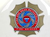 a badge on the back of a motorcycle that says fire brigade