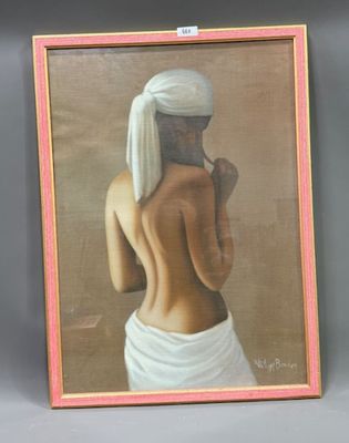 Philippe BOUDOY - Portrait d'une femme nue au turban et au p…