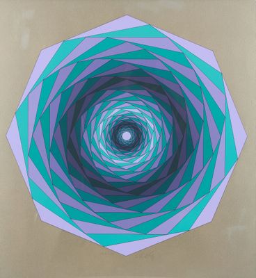 une image représentant une peinture d'une fleur bleue et violette