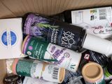 a cardboard box filled with different types of products
