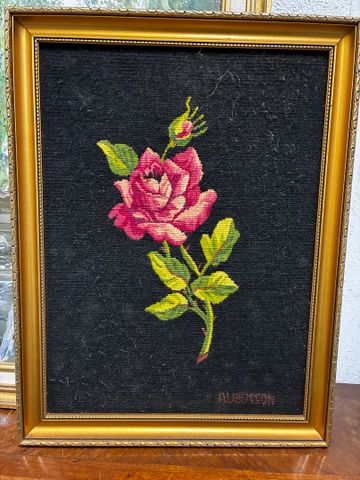 Tapisserie d'Aubusson « Rose ». Encadrée