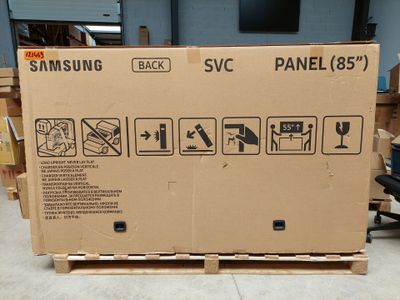 a cardboard box with instructions on it sitting on a pallet