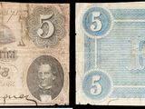 deux billets de banque américains, l'un ancien et l'autre récent, sur lesquels figure le portrait d'un homme