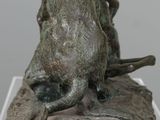statue of a boar on a rock on a marble base