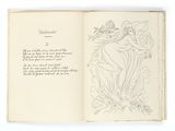 un livre ouvert sur lequel figure le dessin d'une femme tenant une fleur