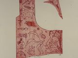 an image of a drawing of a red object with a bird on it