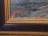 an image of a painting of a mountain landscape with trees in the foreground