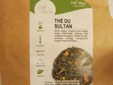 a bag of green tea sitting on a table