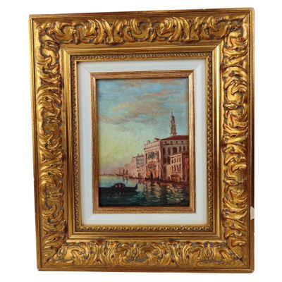 MANAGO "Venise", Huile sur panneau signée en bas à gauche.