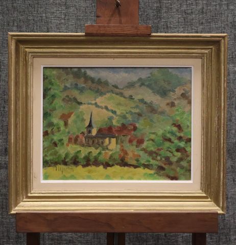 « Vue de village ». Huile sur toile. Signée M MARTIN en bas à gau...