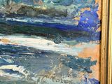 an oil painting of a painting of a boat in a body of water