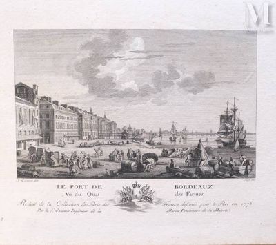 drawing of a view of the port of bordeaux from the water