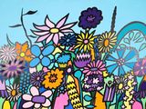 une peinture représentant un bouquet de fleurs dans un vase