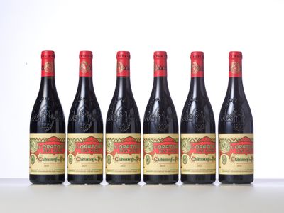 six bottles of red wine lined up in a row