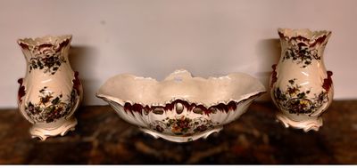 Clairefontaine Jardinière Ht 23 X 44 cm et 2 vases Ht 26 cm