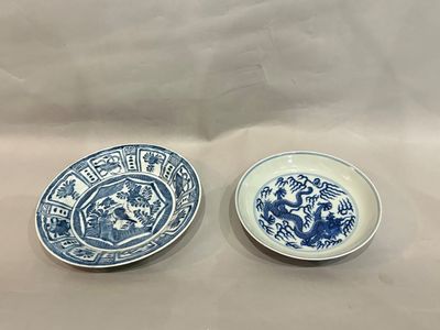 pair of chinese blue and white plates
