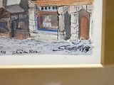 a picture of a painting of a storefront on the street