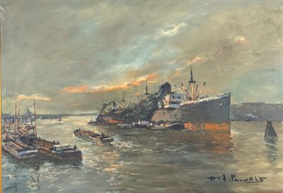 painting of a painting of a ship in a body of water