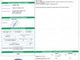 a green and white document with a picture of a person on it