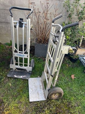 a small hand truck and a small hand truck in the yard