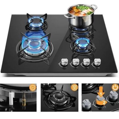 quatre photos différentes d'une plaque de cuisson sur laquelle est posée une casserole