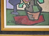 a picture of a painting of a man on a toilet