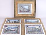trois photos encadrées représentant un château surmonté d'une horloge