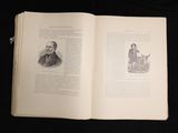 an open book with a drawing of a man and a dog